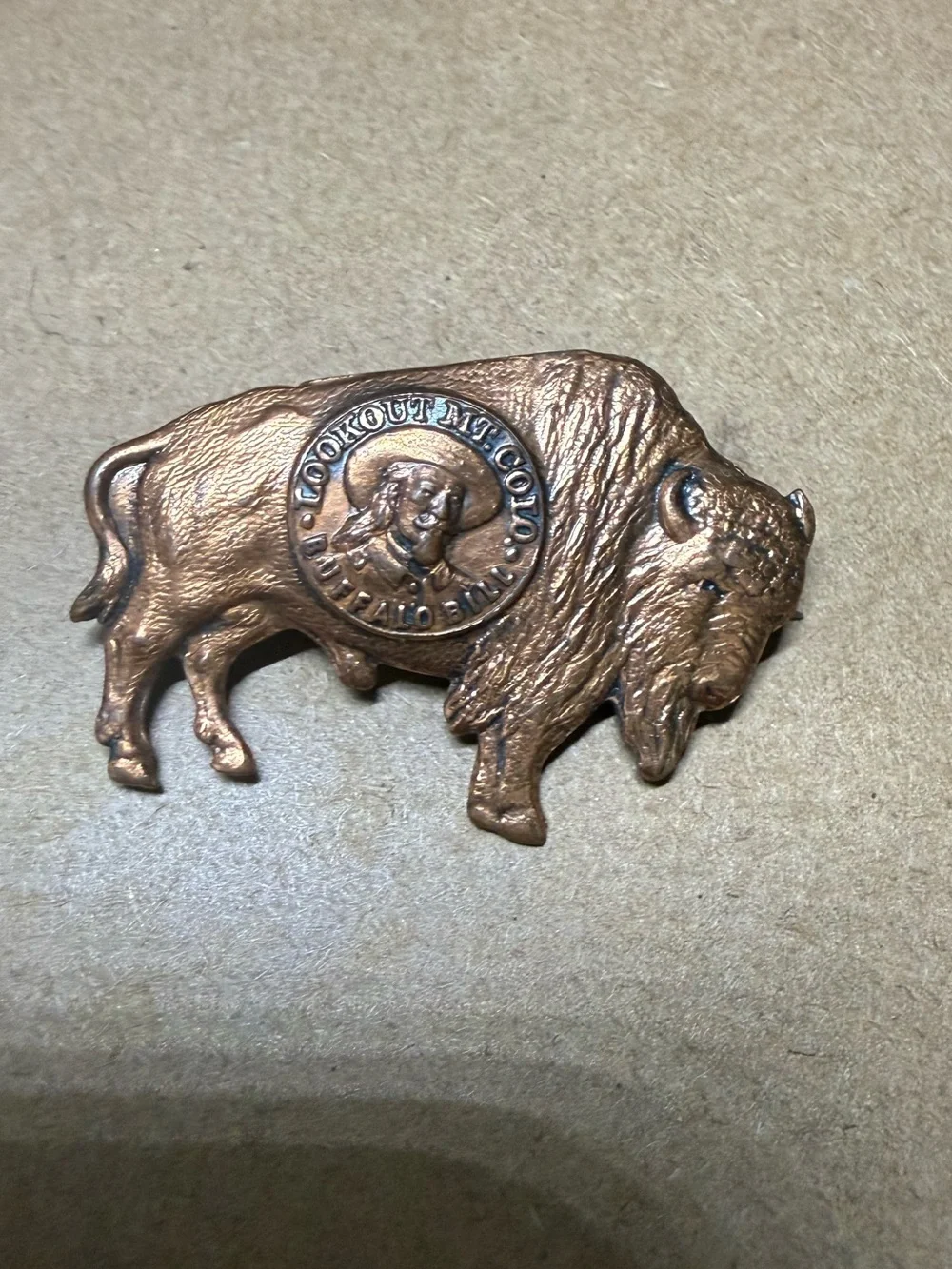 Vintage Buffalo Bill Lookout Mountain Colorado Buffalo Brooch Pin